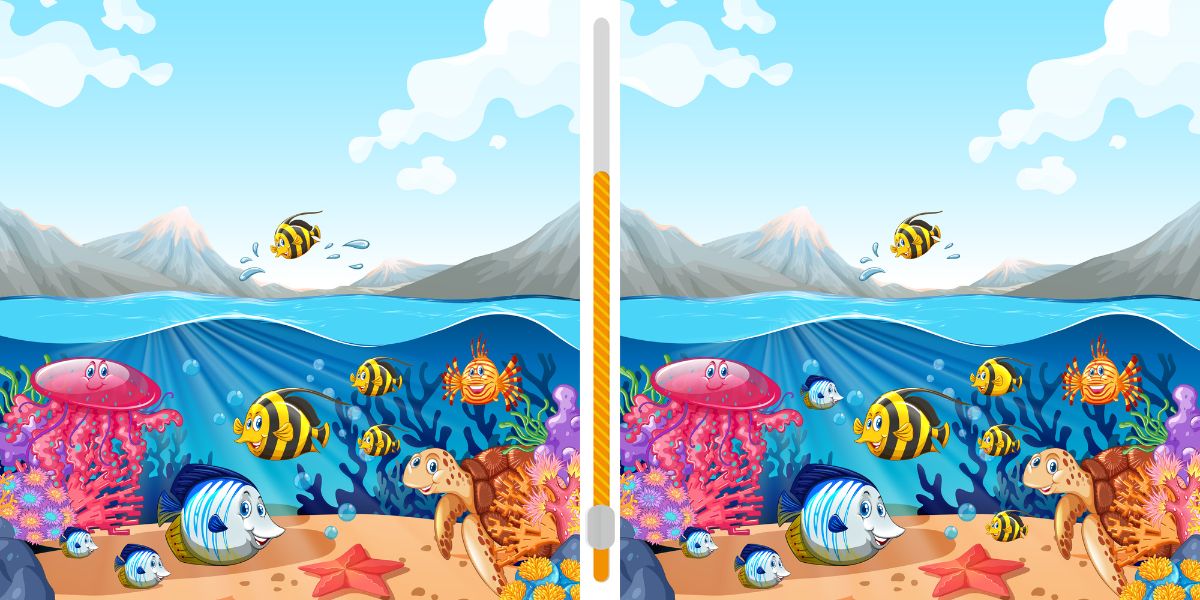 Spot the difference challenge: can you beat the timer and find the 6 fishy differences in less than 25 seconds?