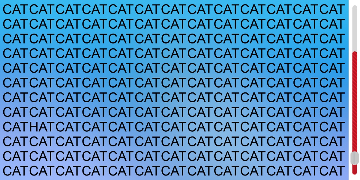 Can you spot the word "hat" hidden amongst hundreds of "cats" in less than 15 seconds?