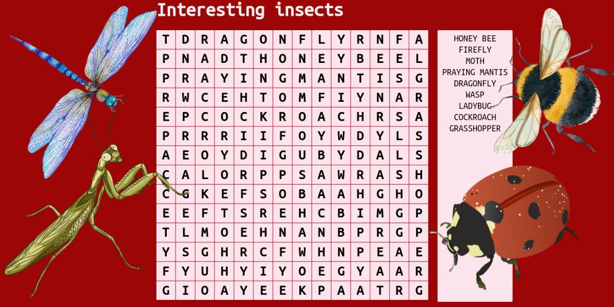 Test your IQ with the brain teaser: take the insects wordsearch challenge!