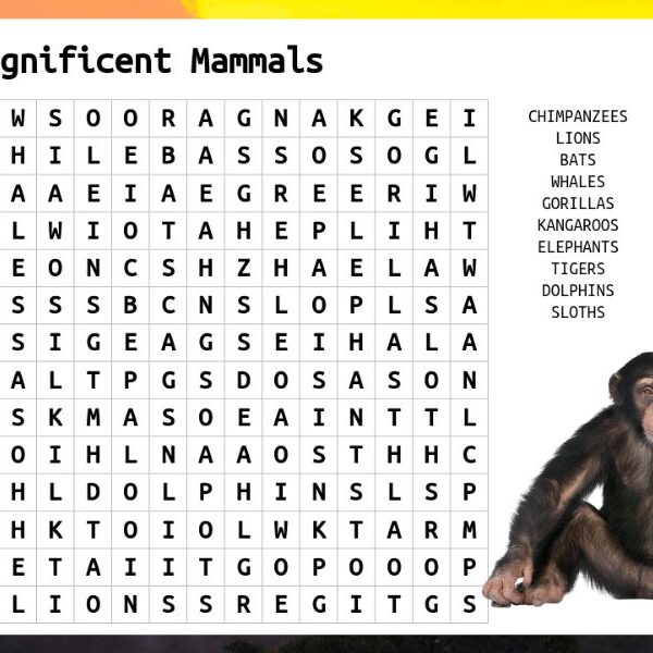 IQ test alert: challenge your brain with the 10-word mammals wordsearch!