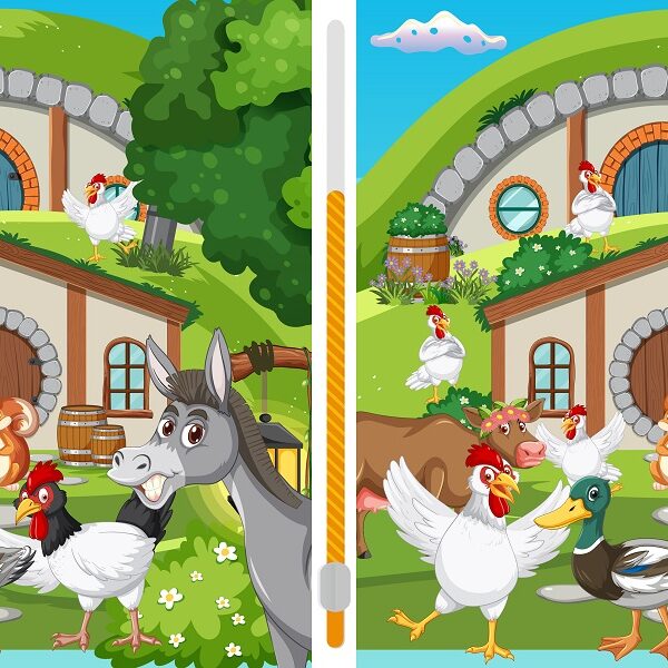 Can you spot all the differences in this challenge? Find 12 differences between two farm scenes in less than 30 seconds!