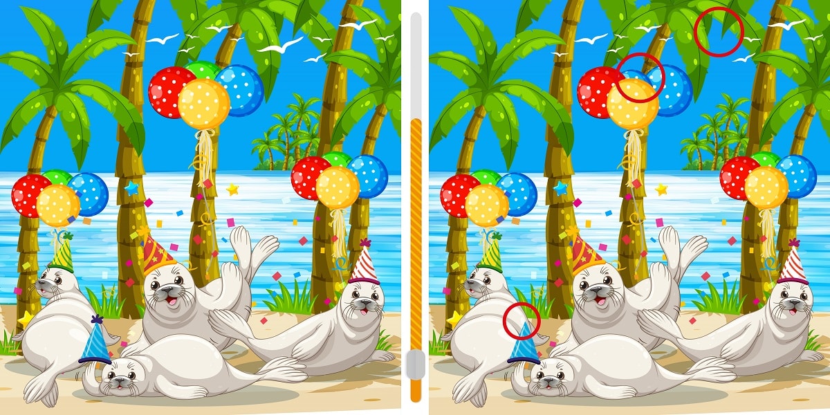 Can you spot the differences in less than 9 seconds? challenge yourself with this seal-filled spot the difference game!