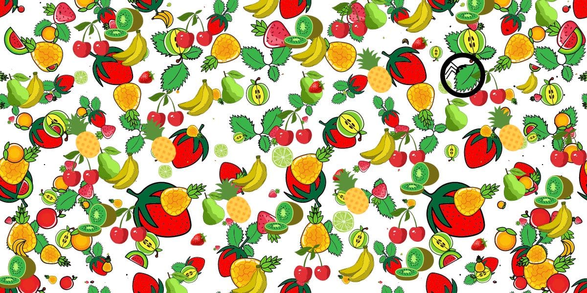Find the spider brain teaser challenge: can you spot the sneaky spider hiding in the fruit in less than 5 seconds?